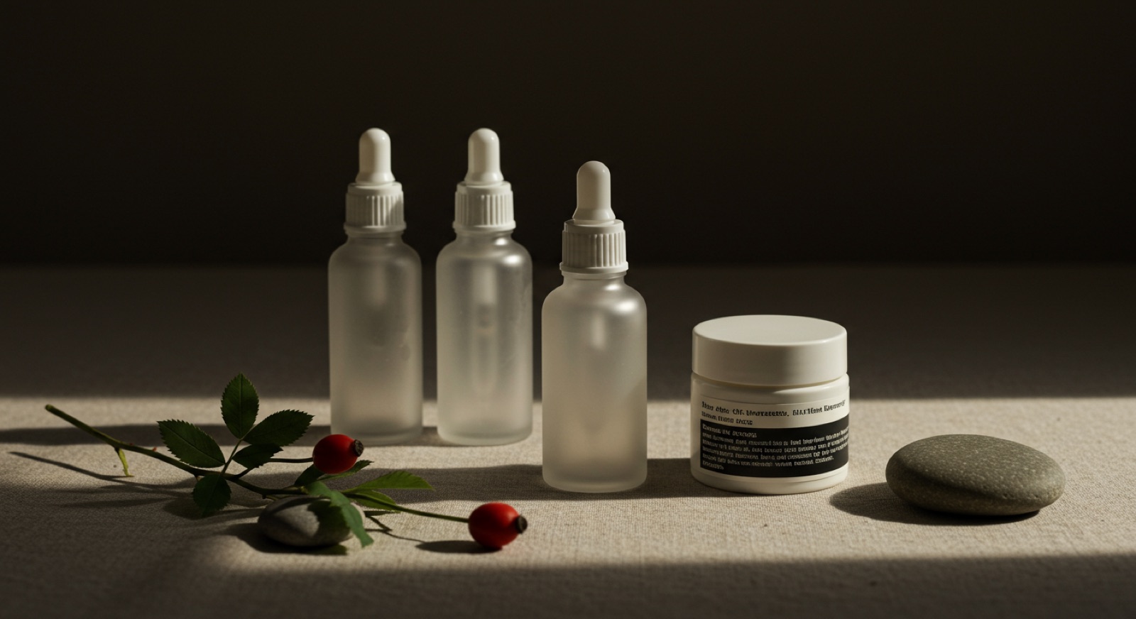 Soins de beauté naturels et actifs clean beauty sur lin