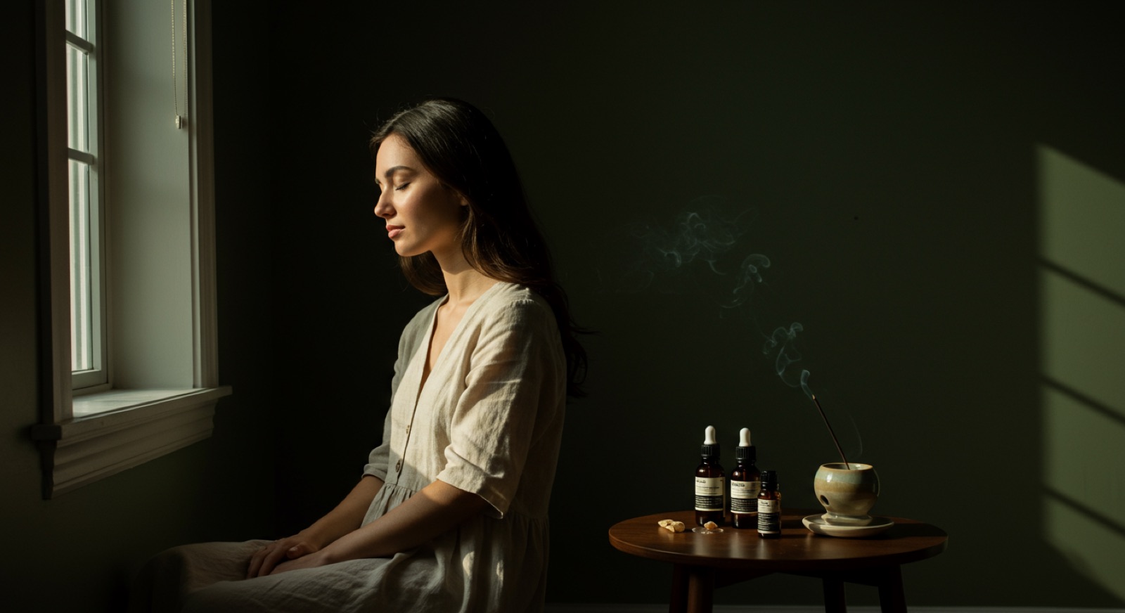 Rituel d'aromathérapie au soleil